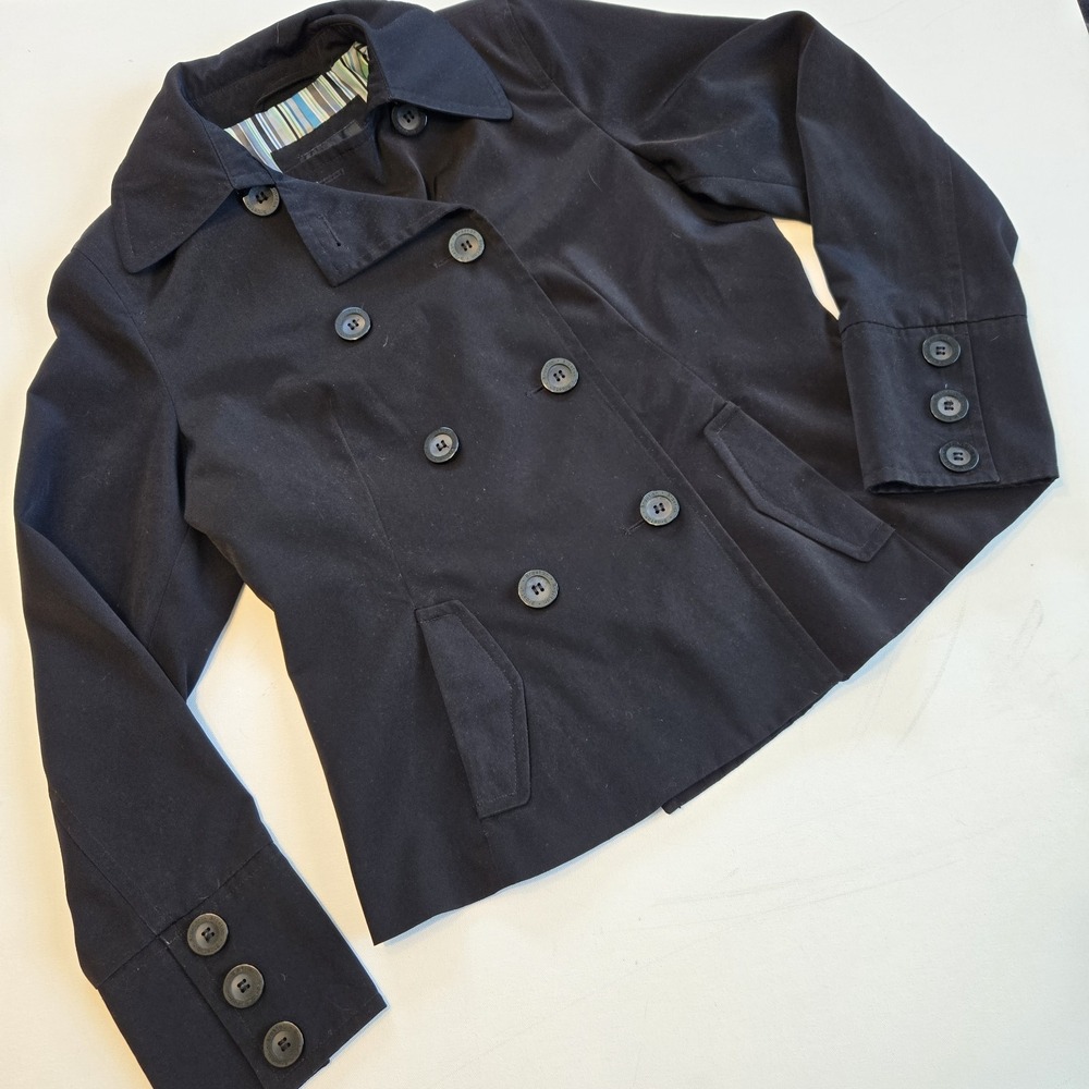Braetan Black Button Front Double Breasted Womens Blazer Jacket Size Med